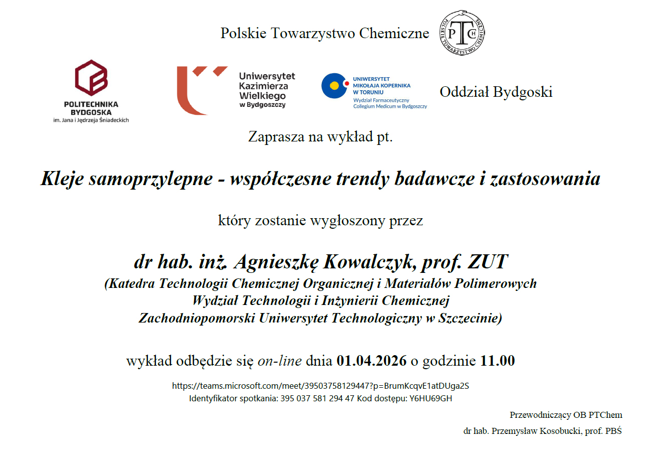 Zaproszenie na wykład prof. Agnieszki Kowalczyk